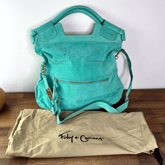 Foley + Corinna Handbags - NWT Foley + Corinna Mid City Tote Natural Leather Suede Bag Mint FC135001F